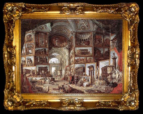 framed  Giovanni Paolo Pannini Picture gallery with views of ancient Rome, ta009-2